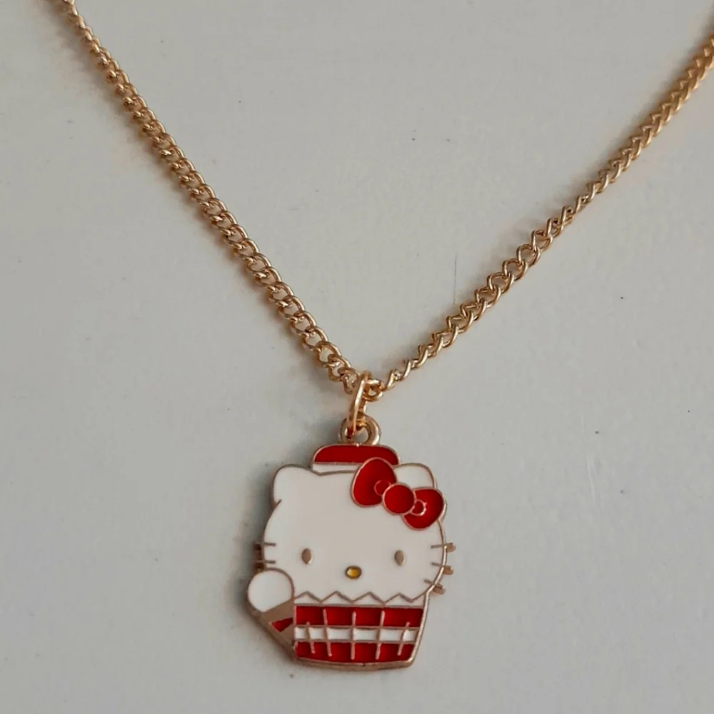 Kitty in a Red Basket Necklace